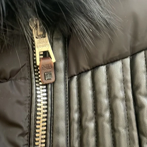 Nicole Benisti Leather-trim Down Jacket Black Size XS - Picture 2 of 16